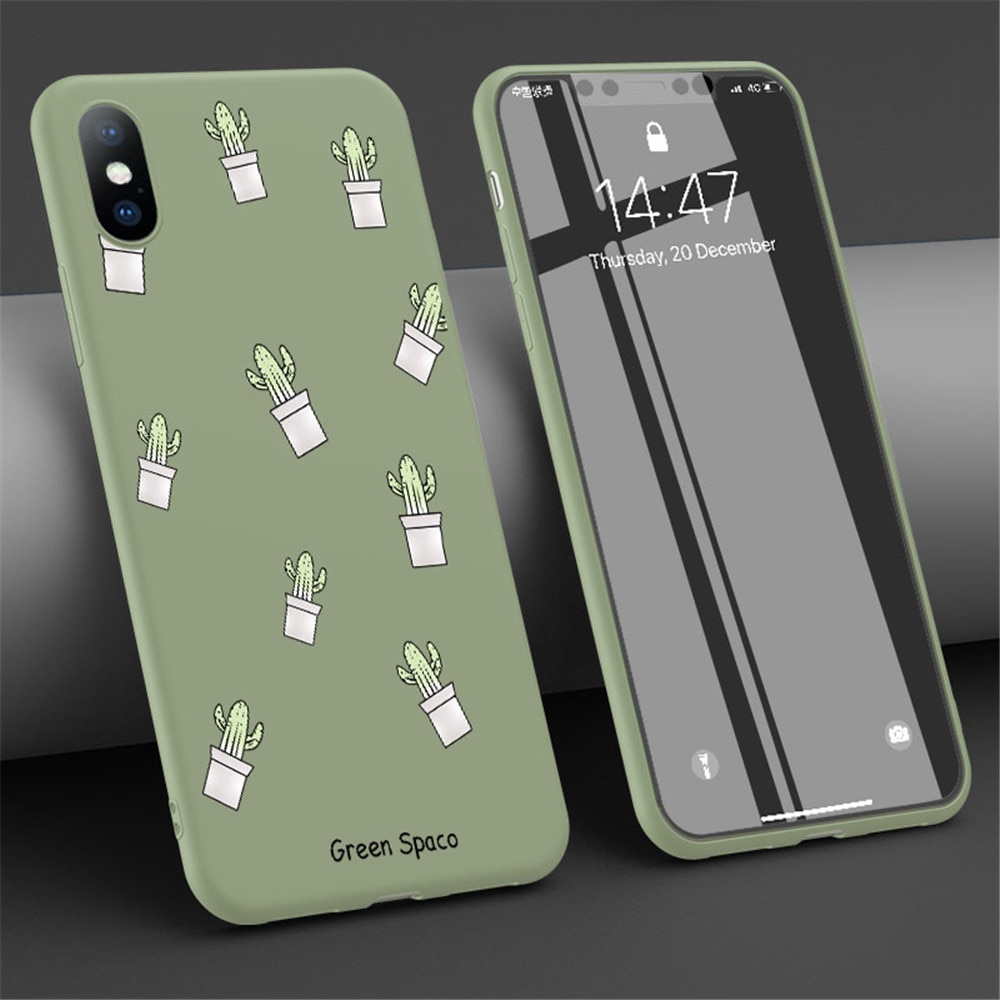 Green Cartoon Patterned Phone Case for iPhone