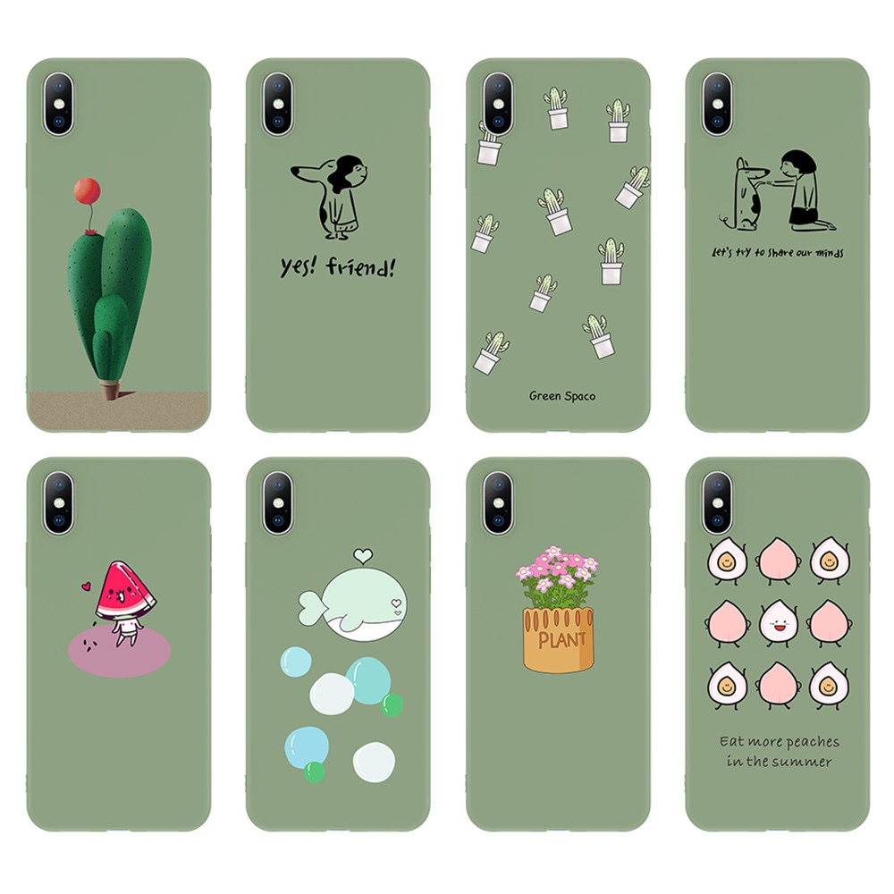 Green Cartoon Patterned Phone Case for iPhone