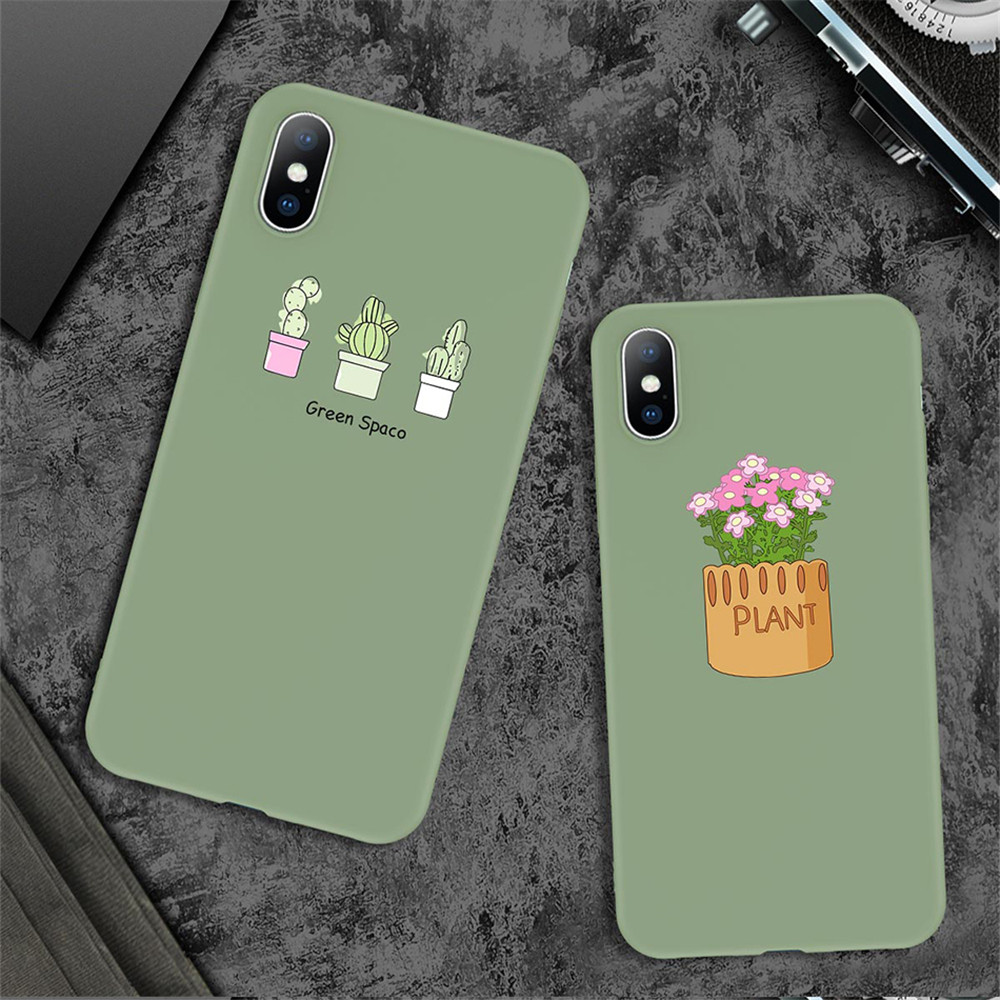 Green Cartoon Patterned Phone Case for iPhone