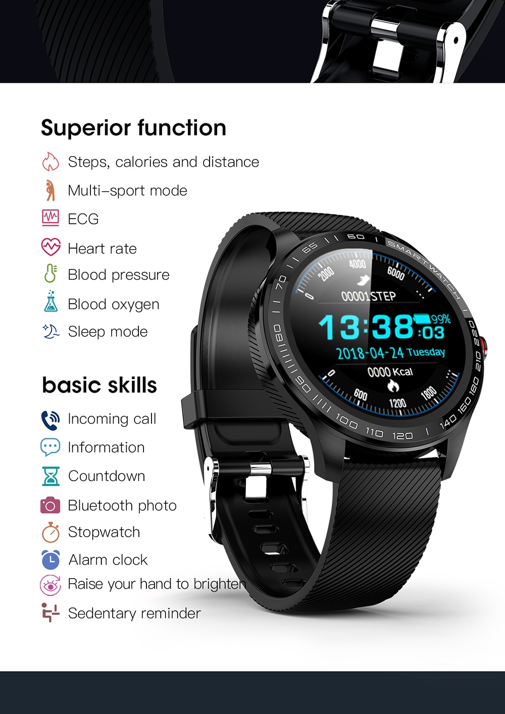 Waterproof Full Screen Smart Watch for Men